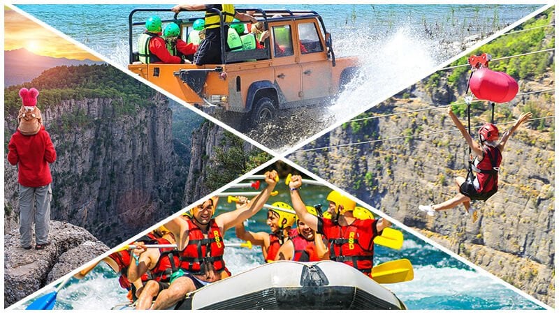 Kemer Çıkışlı Rafting - Monster Safari - Zip Line - Tazı Kanyonu - Quad Safari (5+1)