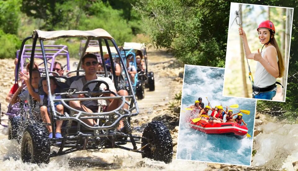 Kemer Çıkışlı Rafting - Zip Line - Buggy Safari (3+1)